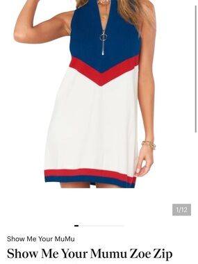 Show Me Your Mumu Navy Zip-Front Knit dress with Gold Hardware